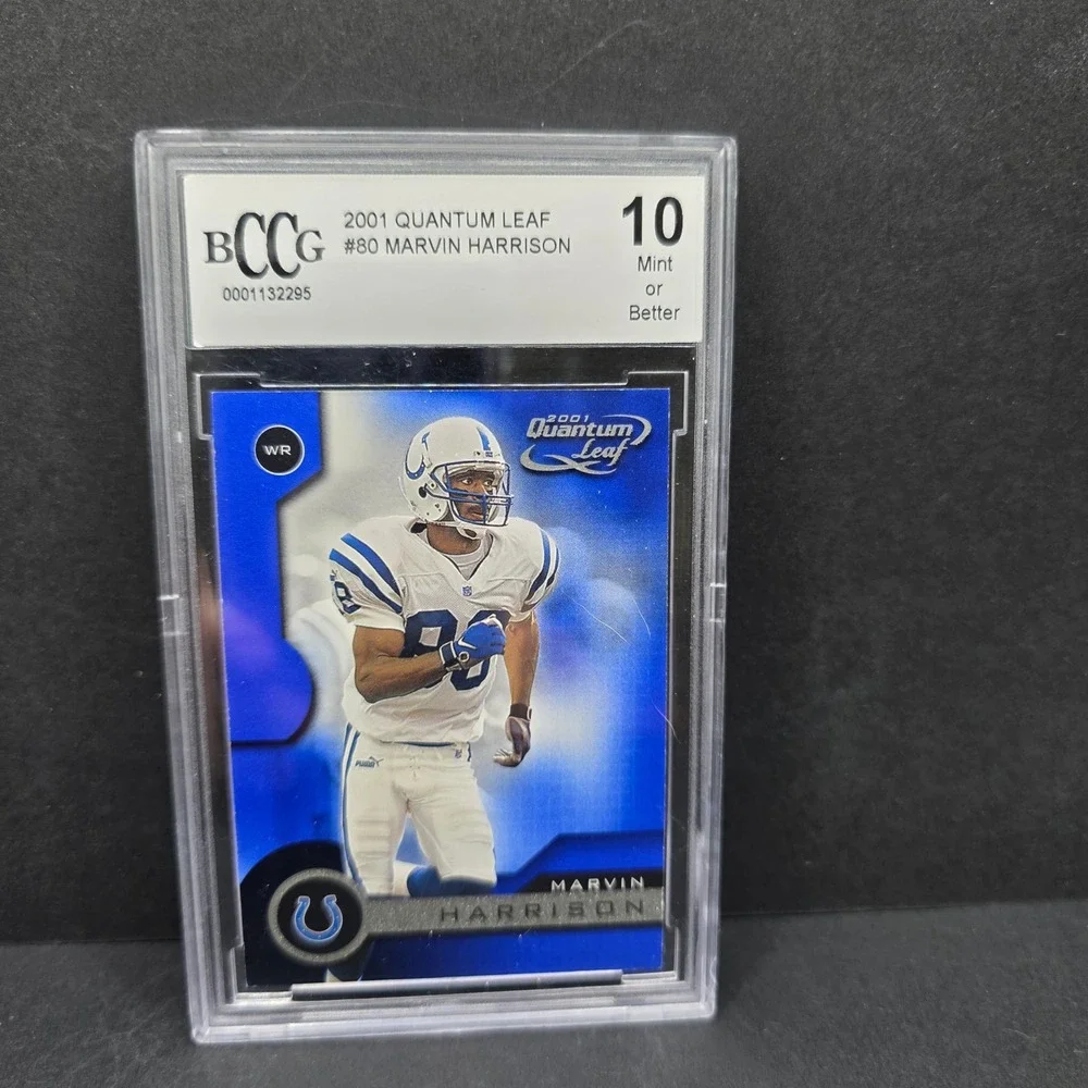Leaf Marvin Harrison Football Card 2001 Quantum‎ Leaf #80 BCCG 10